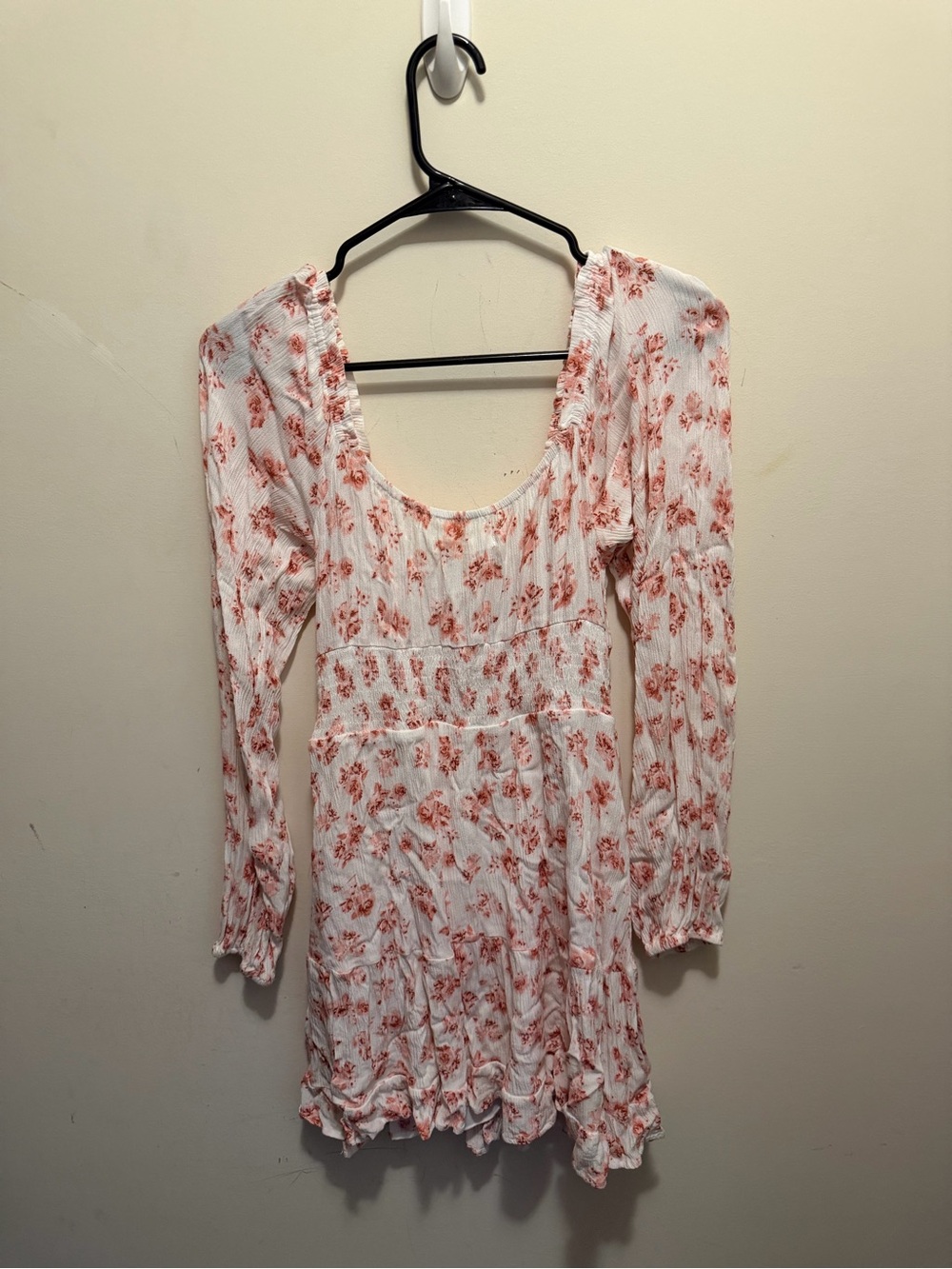 Altar'd State White Mini Dress with Coral Floral Print